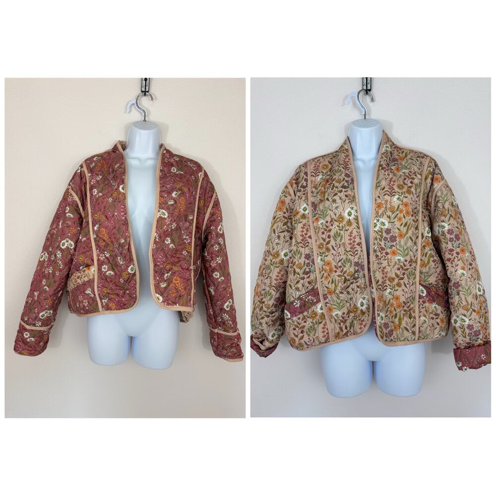 Simply Southern Reversible Quilted Floral Cottagecore Jacket Large - Picture 2 of 11